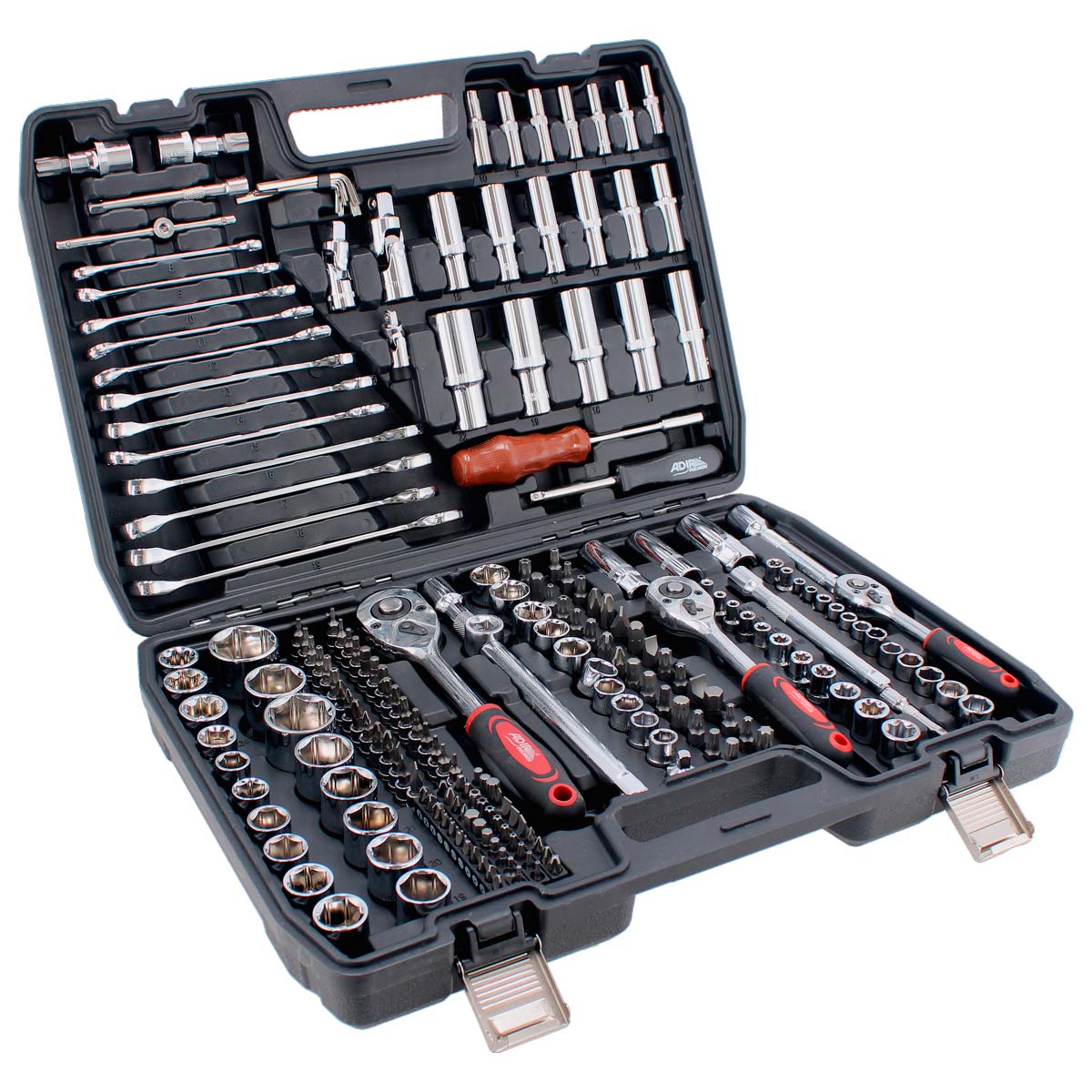Juego de herramientas mecánicas Autoclé con 216 piezas mandos 1/4", 3/8" y 1/2" 15225 Adir