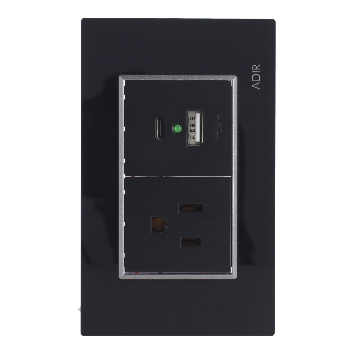 Placa con 1 contacto1 aterrizado y 2 puertos USB Tiffany Cristal 9795 Adir