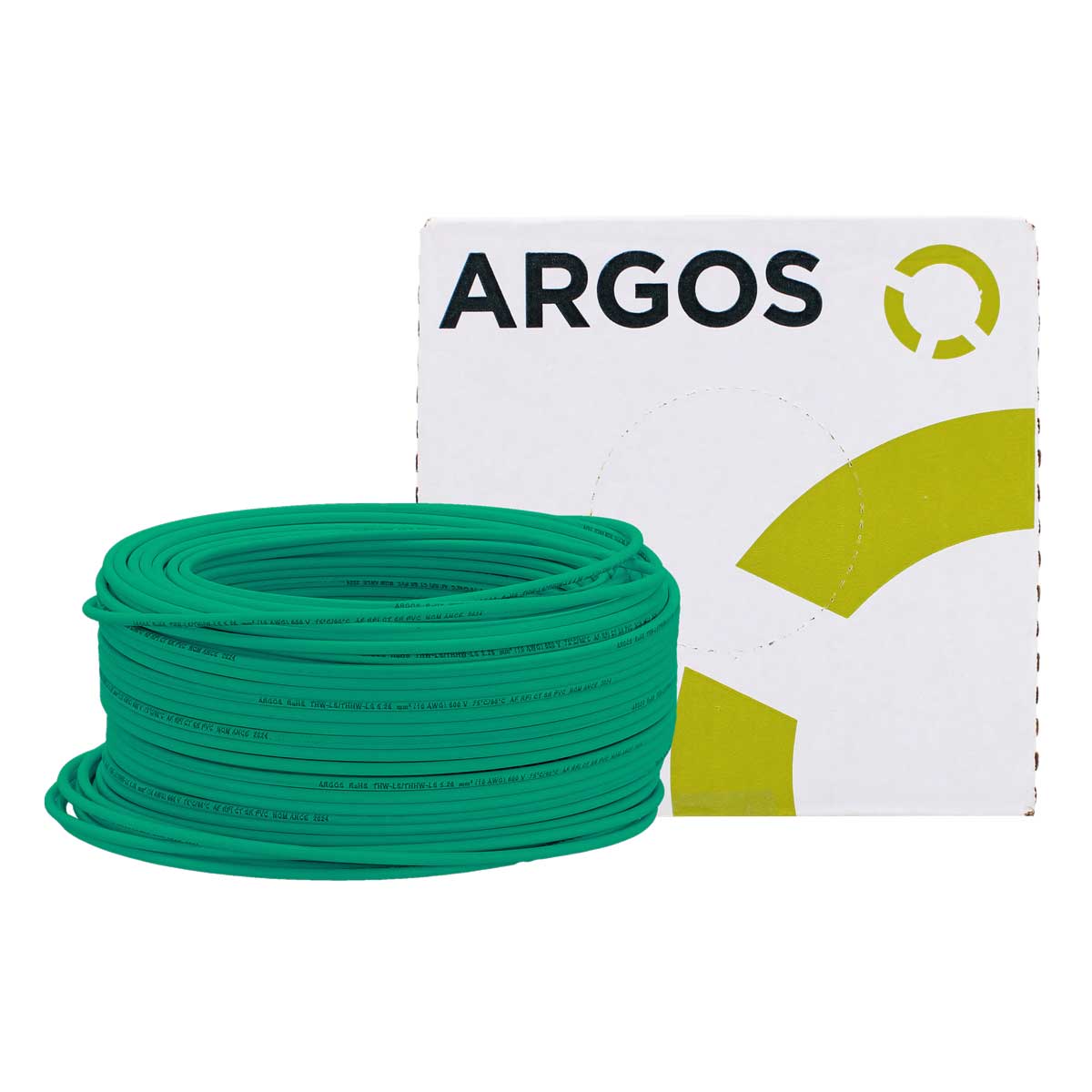 Cable de cobre tipo THW-LS/THHW-LS calibre 10 verde con 100 metros 1100103 ARGOS