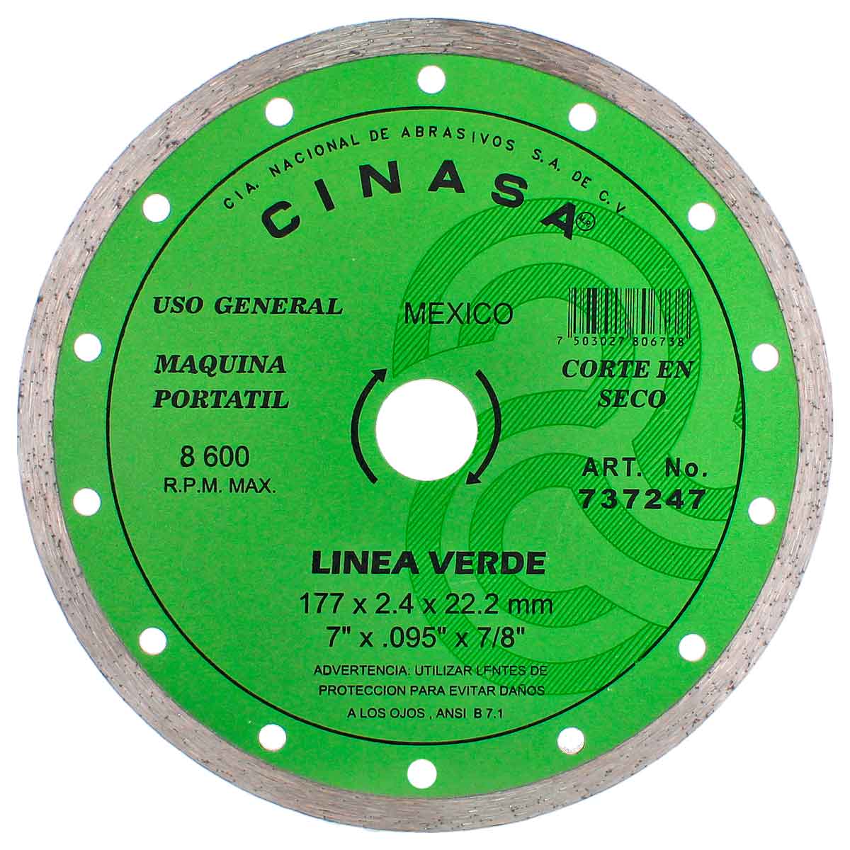 Disco diamante liso 7" Cinasa