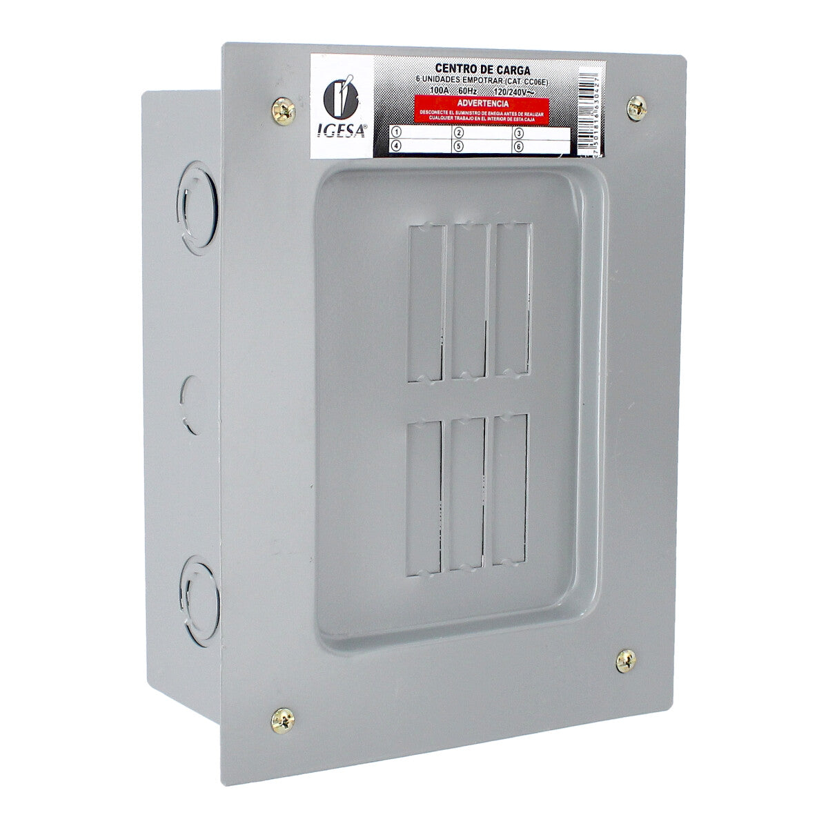 Centro de carga de 6 unidades 100 Amp empotrable CC06E IGESA