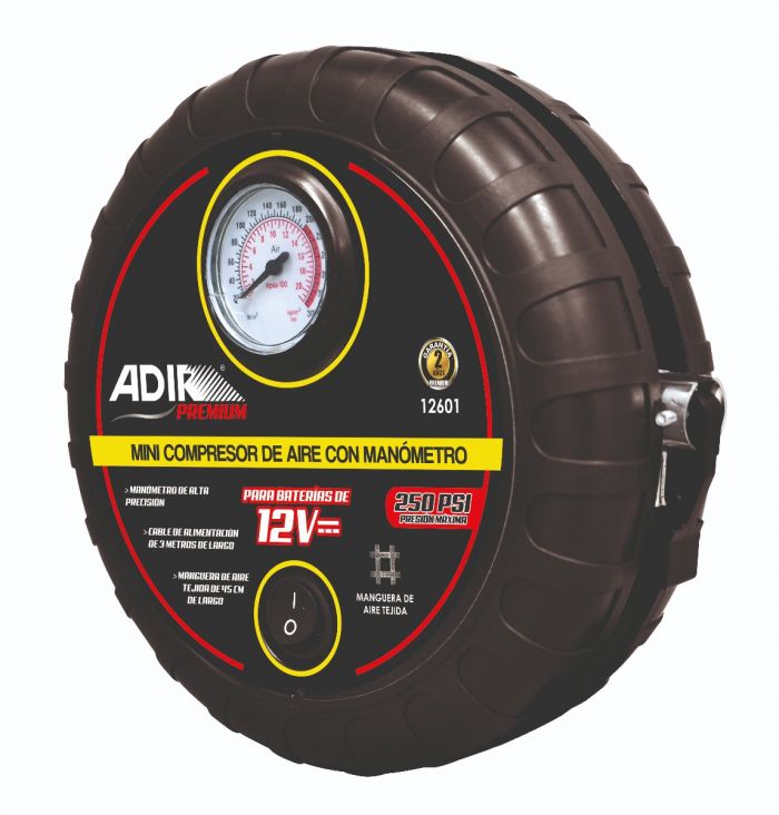 Mini Compresor de Aire con Manómetro 12601 Adir