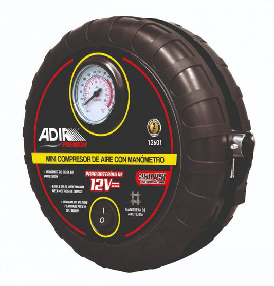 Mini Compresor de Aire con Manómetro 12601 Adir