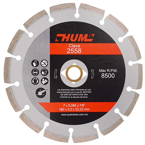 Disco de diamante segmentado HUM 7 Pulg 2558 Austromex
