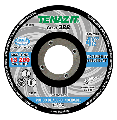 Disco de desbaste para acero inoxidable 4-1/2 Pulg 388 Austromex
