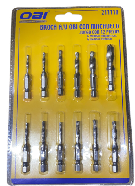 Broca A/V Obi Con Machuelo Juego 12 Pz Mm/Std 211118 Obi