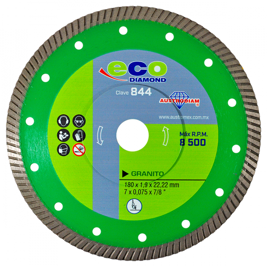 Disco Turbo Delgado de Diamante Granito 7” 844 Austromex