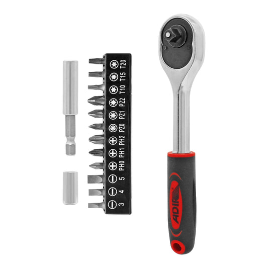 Juego de matraca y puntas mando 3/8" 10618 Adir