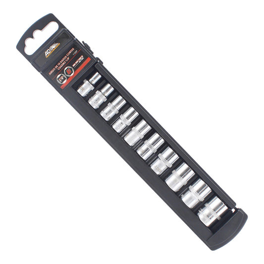 Juego de 10 dados cortos milimétricos mando de 1/4" 10529 Adir