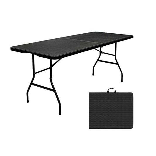 Mesa plegable tipo Ratán 180 cm negra 12150 Deco Hogar