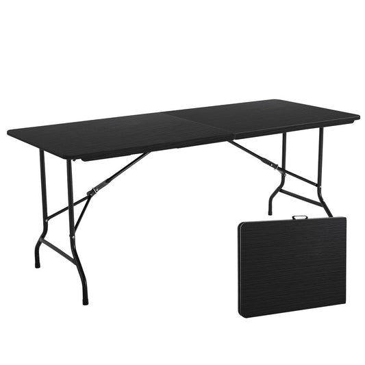 Mesa plegable tipo madera 180 cm negra 12151 Deco Hogar