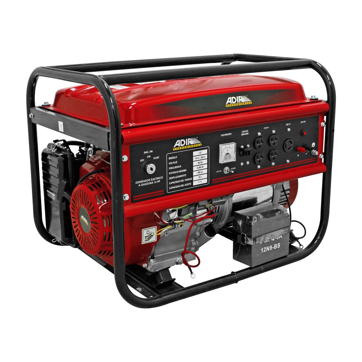 Generador eléctrico a gasolina de 16 HP y 8,500 W 137 Adir