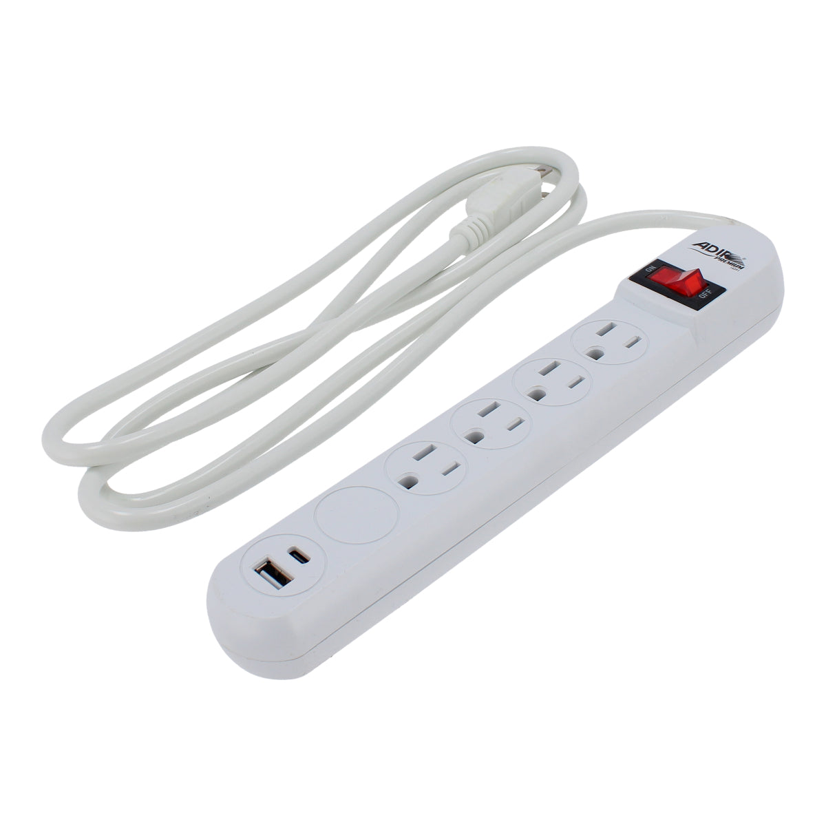 Multicontacto 4 contactos y 2 puertos y supresor de picos USB 15391 Adir