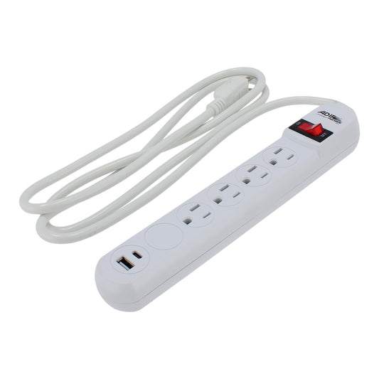 Multicontacto 4 contactos y 2 puertos y supresor de picos USB 15391 Adir