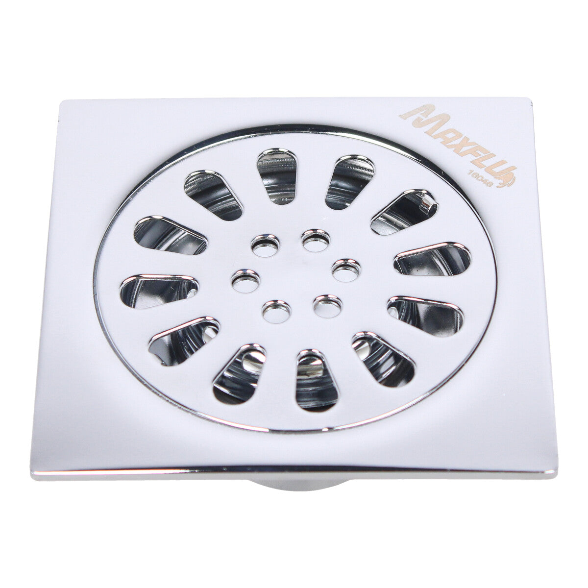 Resumidero cuadrado de acero inoxidable cromo 4" x 4" 16046 Maxflu
