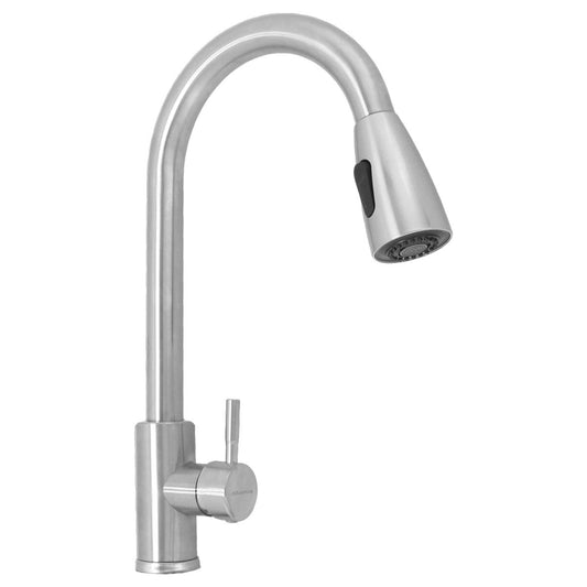 Mezcladora monomando para fregadero plata satinado 16062 Maxflu