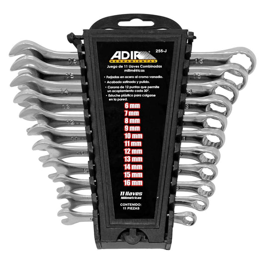 Llaves combinadas milimétricas 11 piezas 255-J Adir