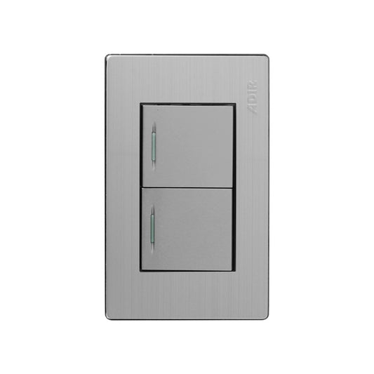 Placa con 2 apagadores sencillos con reflejante acero inoxidable 4671 Adir