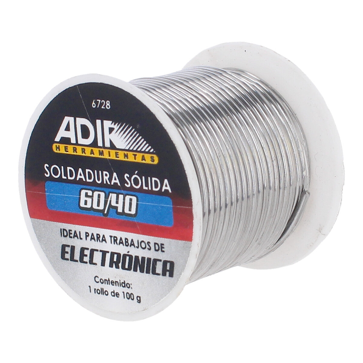 Soldadura sólida 60 / 40 para electrónica 100 gr 6728 Adir