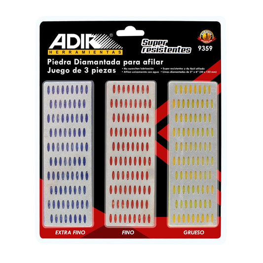 Juego de piedras para afilar diamantada 3 piezas 9359 Adir