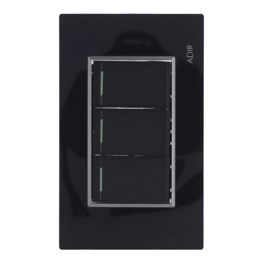Placa con 3 apagadores de escalera Tiffany Cristal 9786 Adir