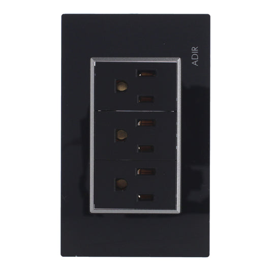 Placa con 3 contactos aterrizados Tiffany Cristal 9793 Adir