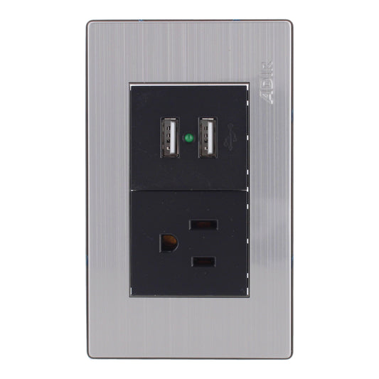 Placa con 1 contacto1 aterrizado y 2 puertos USB Mayorca 9822 Adir