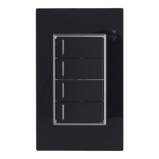 Placa con 4 apagadores de escalera Tiffany Cristal 9883 Adir