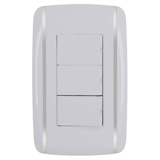 Placa con 3 apagadores sencillos Bali 9889 Adir