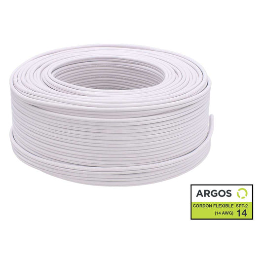Cordón dúplex flexible blanco calibre 14 SPT-2 con 100 metros 1600144 ARGOS