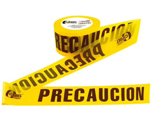 Cinta advertencia precaución amarilla 300 Mts Cabel