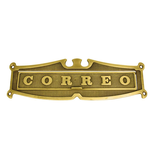 Placa buzón clásico grande latón antiguo HE-825-06 Arte Fino