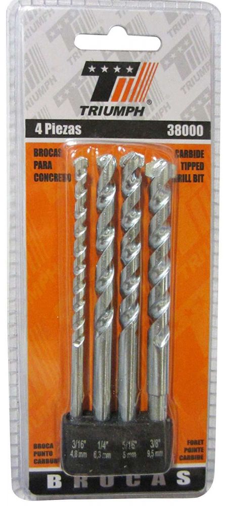 Juego de brocas para concreto 4 Pz Triumph