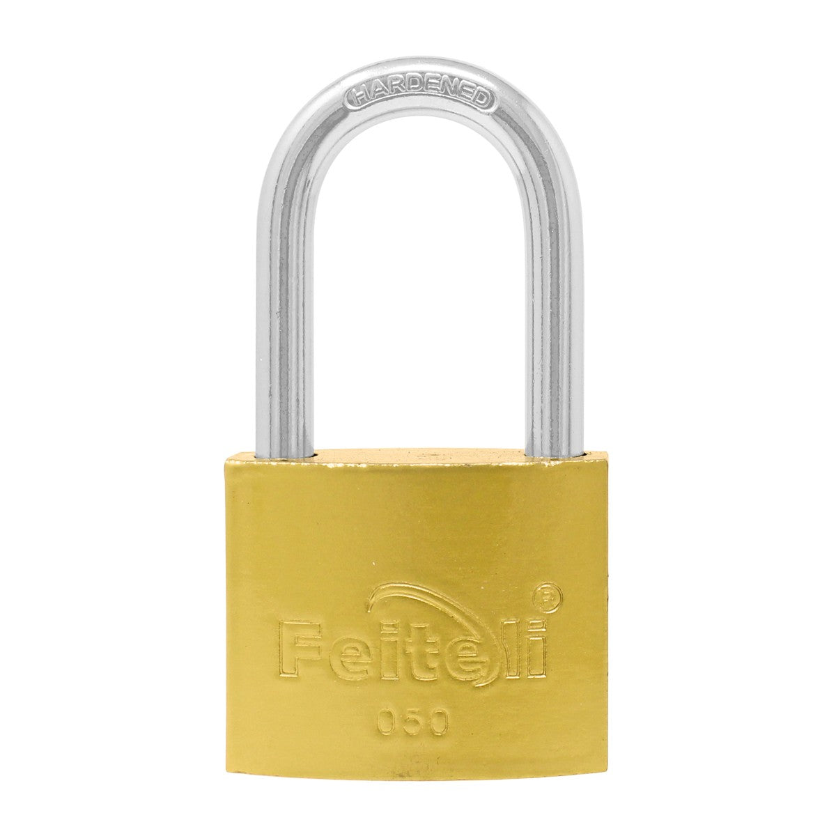 Candado de hierro gancho largo dorado E4L 50 mm Feiteli