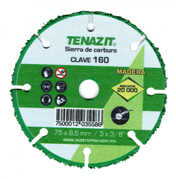 Sierra de Carburo para Taladró 75x9,5 mm/3x3/8" 160 Tenazit