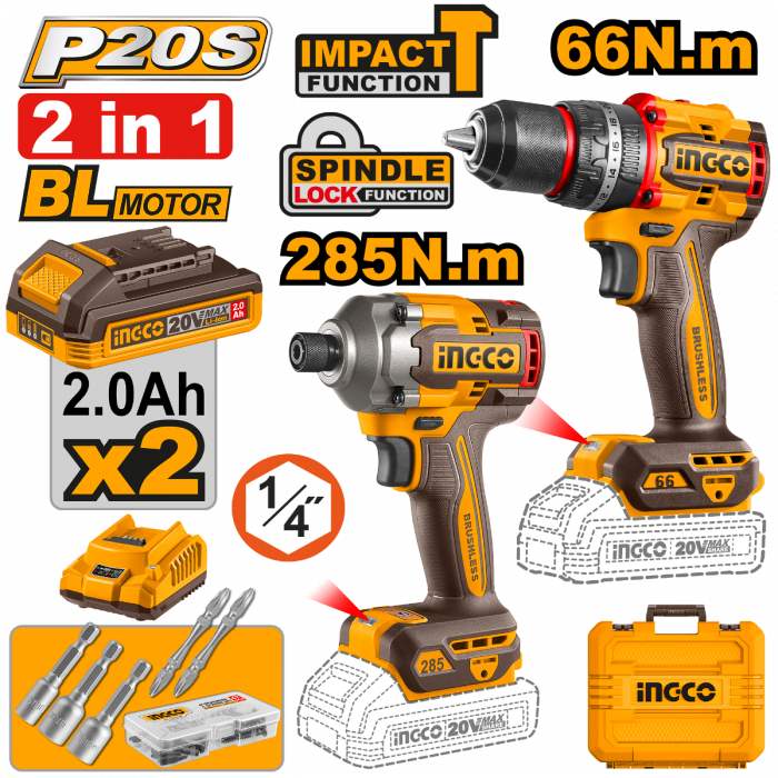 Combo Rotomartillo + Atornillador 20V UCKLI20277 Ingco