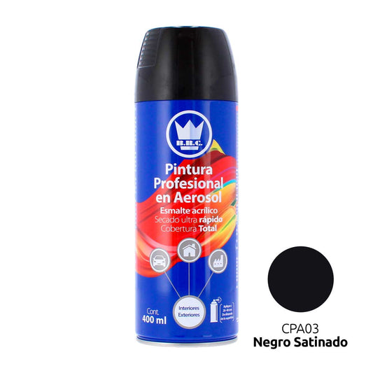 Pintura acrílica en aerosol negro satinado 400 ml CPA03 Corona