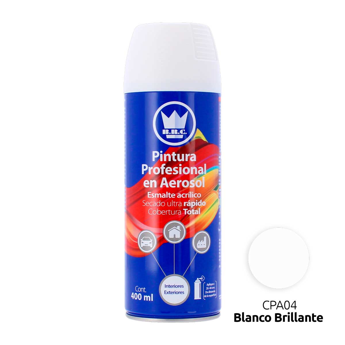 Pintura acrílica en aerosol blanco brillante 400 ml CPA04 Corona