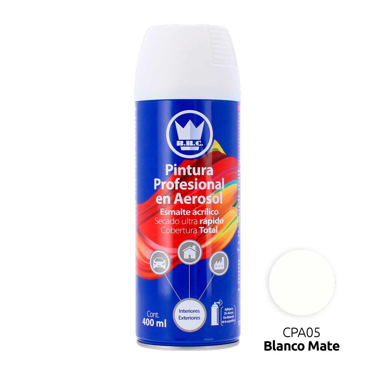 Pintura acrílica en aerosol blanco mate 400 ml CPA05 Corona