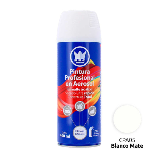 Pintura acrílica en aerosol blanco mate 400 ml CPA05 Corona