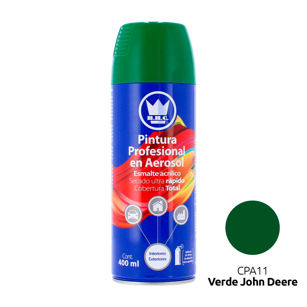 Pintura acrílica en aerosol verde John Deere 400 ml CPA11 Corona