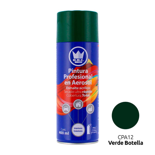 Pintura acrílica en aerosol verde botella 400 ml CPA12 Corona
