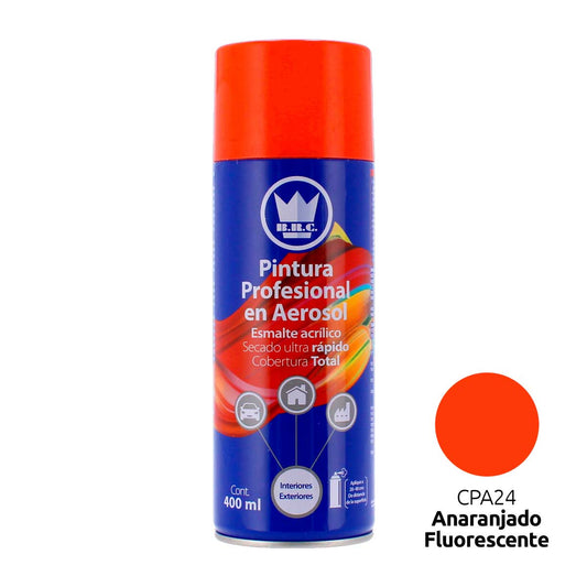 Pintura acrílica en aerosol anaranjado fluorescente 400 ml CPA24 Corona