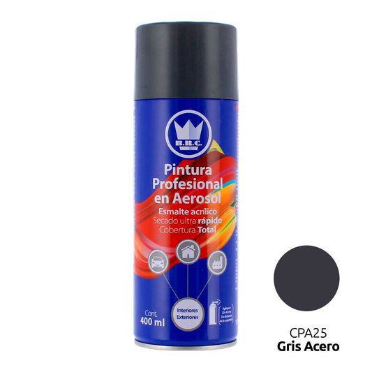 Pintura acrílica en aerosol gris acero 400 ml CPA25 Corona