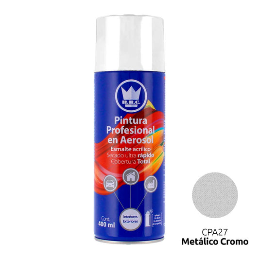 Pintura acrílica en aerosol cromo metálico 400 ml CPA27 Corona
