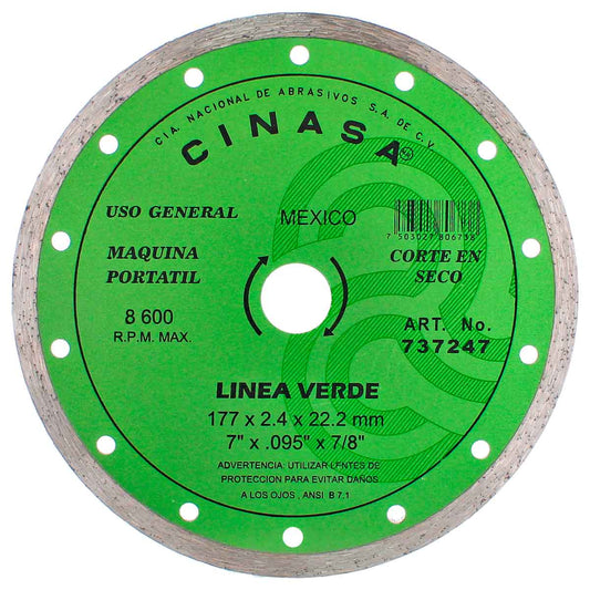 Disco diamante liso 7" Cinasa