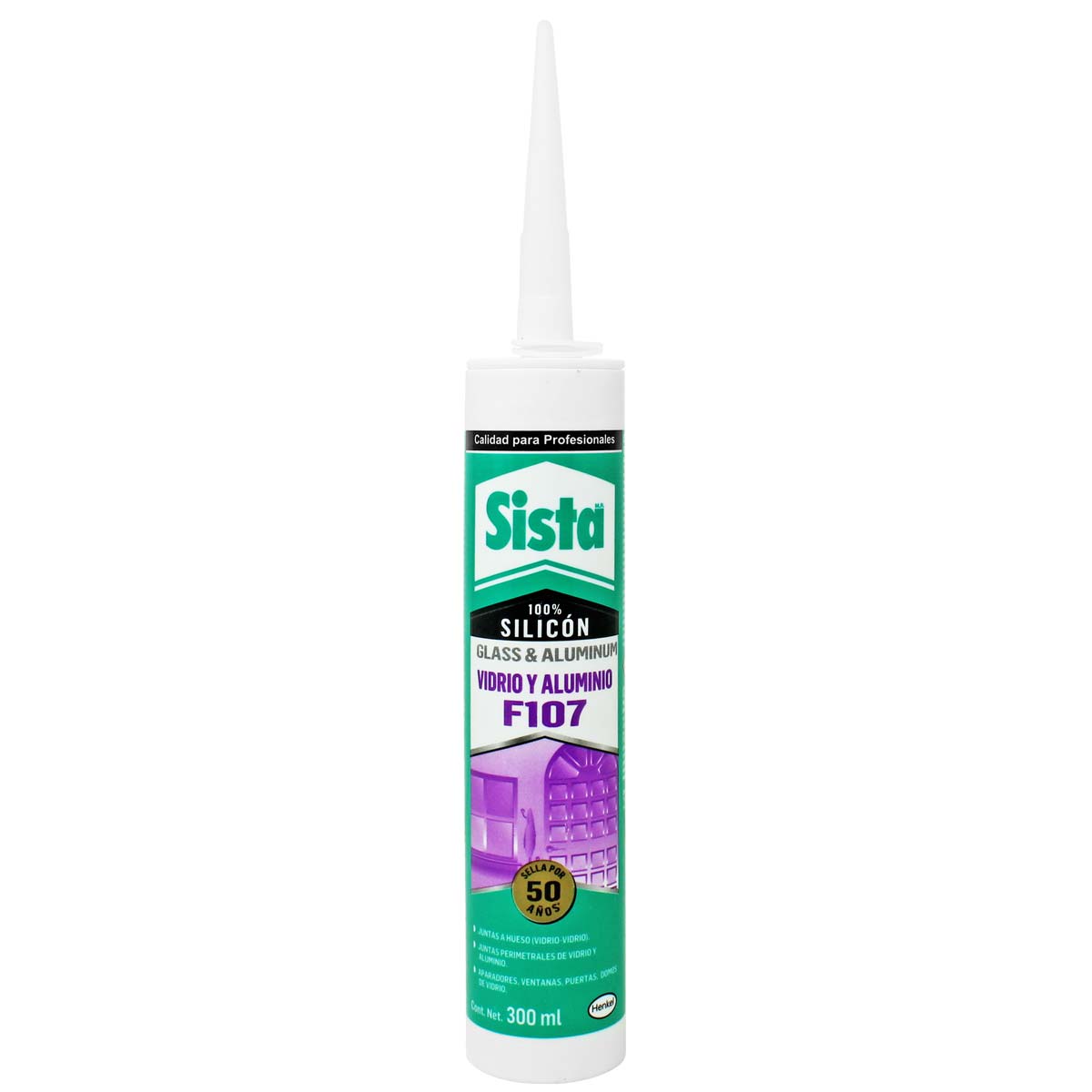 Silicón transparente vidrio y aluminio F107 Sista