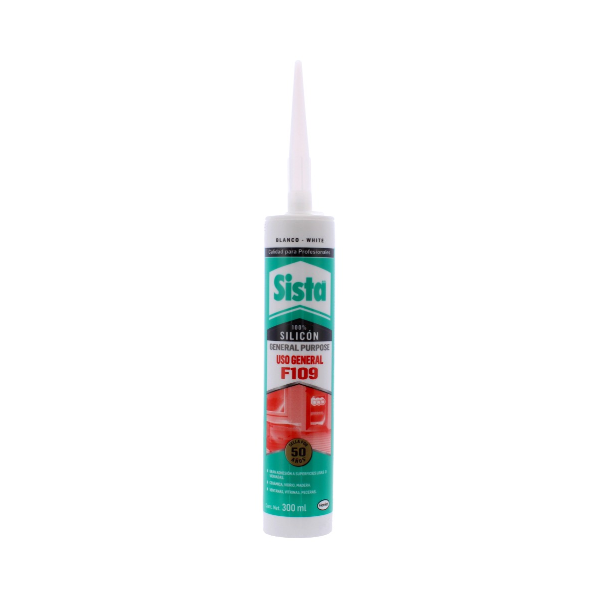 Silicón blanco de uso general F109 Sista