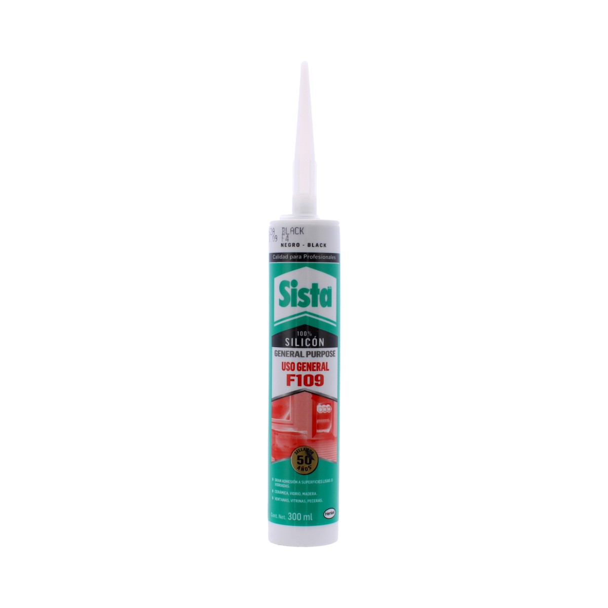 Silicón negro de uso general F109 Sista