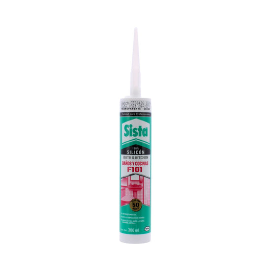 Silicón para baños y cocinas transparente 300ml F101 Sista